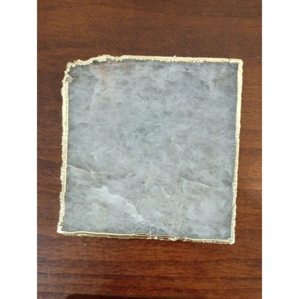 Rachel Zoe Gold Trimmed Marble Coasters, Set Of 4 - New!